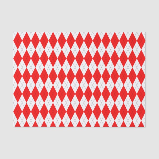 Red and White Argyle Pattern Tissue Paper (Front)