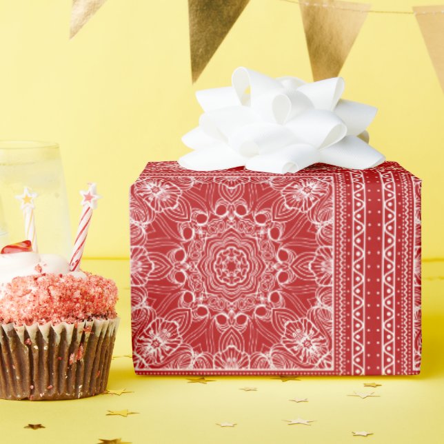 Red and White Bandanna Design Wrapping Paper (Birthday Party)