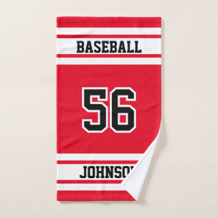 Red and White ⚾ Baseball - 100% Customize Hand Towel