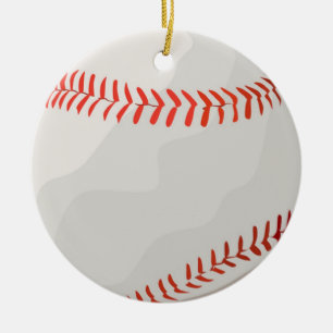 Red and white baseball ball ceramic ornament