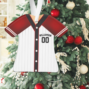 Red and White Baseball Jersey Ornament