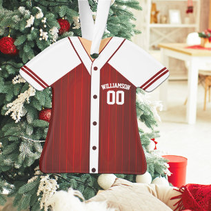 Red and White Baseball Jersey Ornament