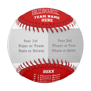 Red and White, Baseball with Photo, Personalized