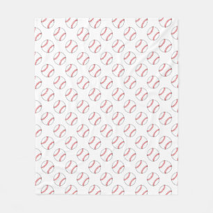 Red and White Baseballs   Any Background Colour  Fleece Blanket