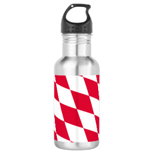 Red and White Bavaria Diamond Flag Pattern 532 Ml Water Bottle
