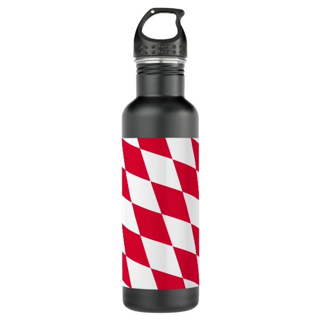 Red and White Bavaria Diamond Flag Pattern 710 Ml Water Bottle (Front)