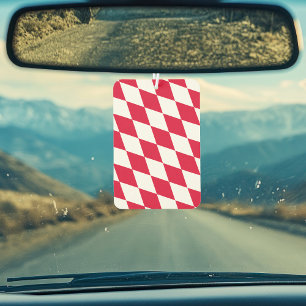 Red and White Bavaria Diamond Flag Pattern Air Freshener
