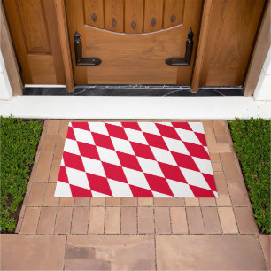 Red and White Bavaria Diamond Flag Pattern Doormat