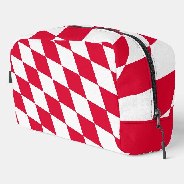 Red and White Bavaria Diamond Flag Pattern Dopp Kit (Right Corner)