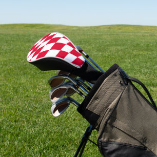 Red and White Bavaria Diamond Flag Pattern Golf Head Cover