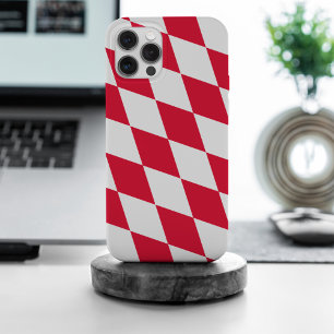 Red and White Bavaria Diamond Flag Pattern iPhone 15 Pro Max Case