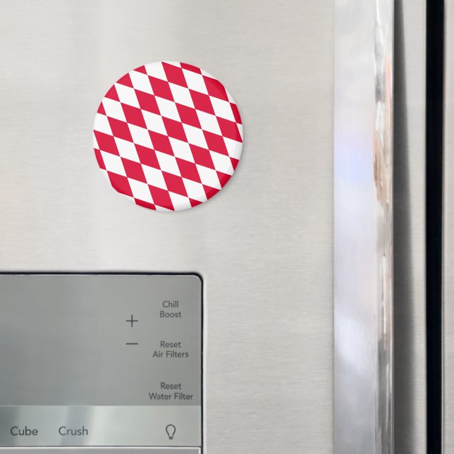 Red and White Bavaria Diamond Flag Pattern Magnet (In Situ (Fridge))