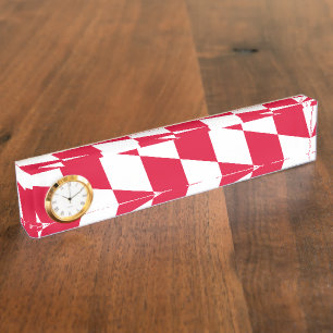 Red and White Bavaria Diamond Flag Pattern Nameplate