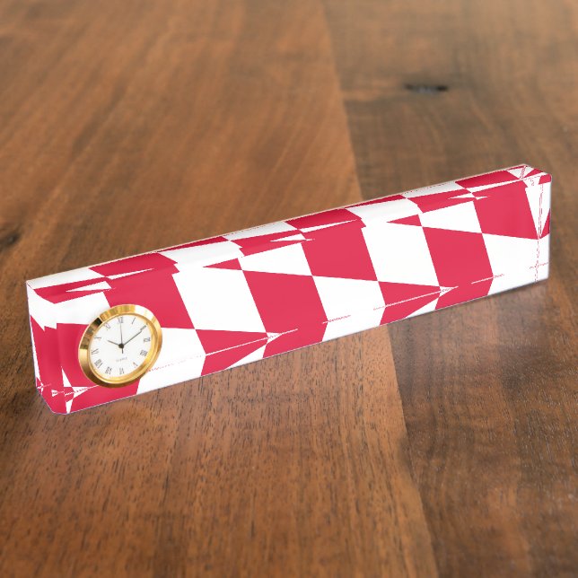 Red and White Bavaria Diamond Flag Pattern Nameplate (Side)
