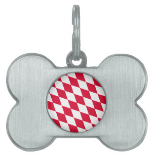 Red and White Bavaria Diamond Flag Pattern Pet ID Tag
