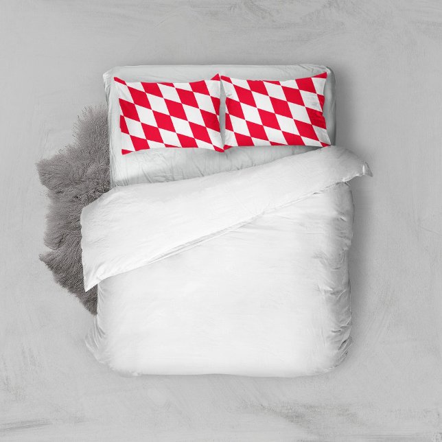 Red and White Bavaria Diamond Flag Pattern Pillowcase (Creator Uploaded)