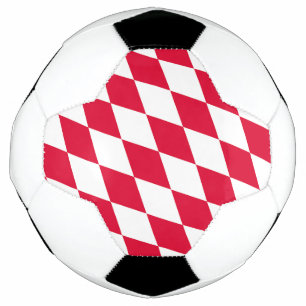 Red and White Bavaria Diamond Flag Pattern Soccer Ball