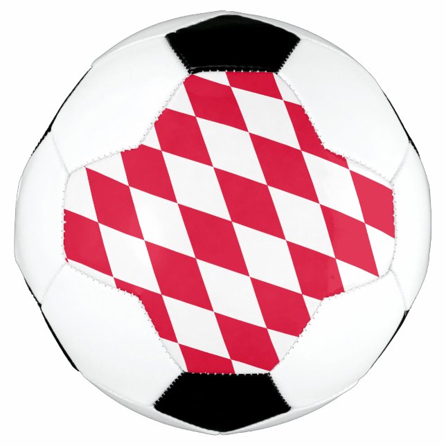 Red and White Bavaria Diamond Flag Pattern Soccer Ball (Front)