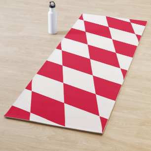Red and White Bavaria Diamond Flag Pattern Yoga Mat