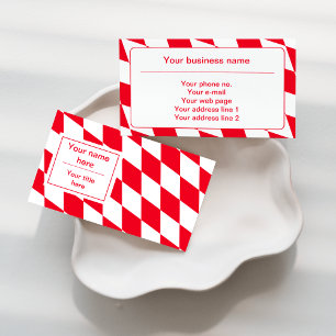 Red and White Bavarian Diamond Flag Pattern Business Card