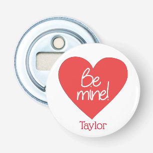Red and White Be Mine Heart Bottle Opener