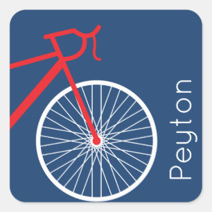 Red and White Bicycle Square Sticker