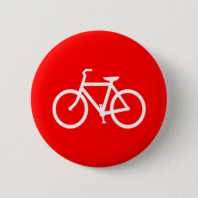Red and White Bike 2 Inch Round Button (Front)