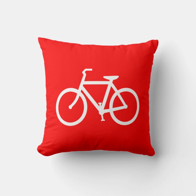 Red and White Bike Throw Pillow (Front)