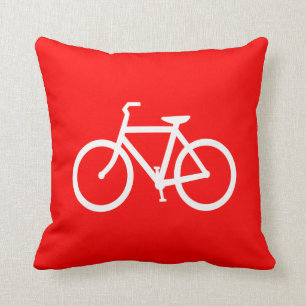 Red and White Bike Throw Pillow