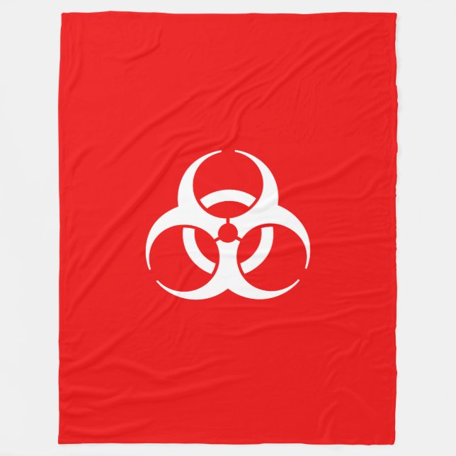 Red and White Biohazard Symbol Fleece Blanket (Front)