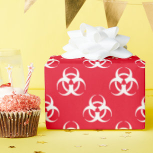 Red and White Biohazard Symbol Wrapping Paper