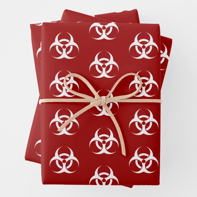 Red and White Biohazard Wrapping Paper Sheet (In situ)