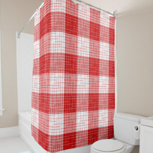 Red and White Bold Checkered Plaid Design
