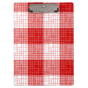 Red and White Bold Checkered Plaid Design Clipboard