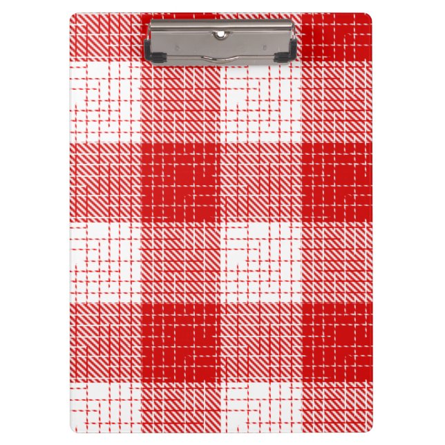 Red and White Bold Checkered Plaid Design  Clipboard (Front)