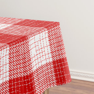 Red and White Bold Checkered Plaid Design  Fabric