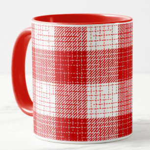 Red and White Bold Checkered Plaid Design  Mug