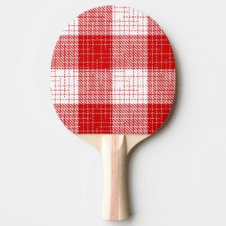 Red and White Bold Checkered Plaid Design  Ping Pong Paddle