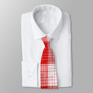 Red and White Bold Checkered Plaid Design  Tie