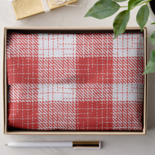 Red and White Bold Checkered Plaid Design  Tissue Paper