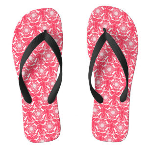 Red and White Bold Pattern Flip Flops