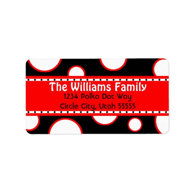 Red and White Bubbles Address Label (Front)
