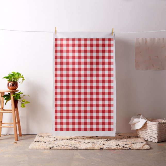 Red and White Buffalo Check Fabric (In Situ)