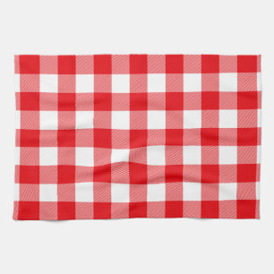 Red and White Buffalo Check Pattern Kitchen Towel