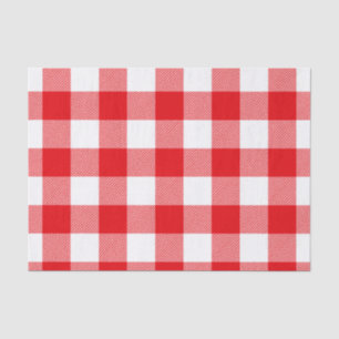 Red and White Buffalo Check Pattern Tissue Paper