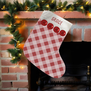 Red and White Buffalo Plaid Christmas Stocking