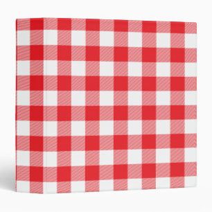 Red and White Buffalo Plaid Gingham Binder