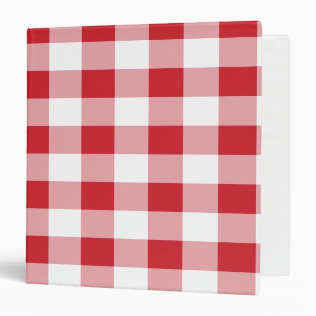 Red and White Buffalo Plaid Gingham Pattern Binder (Front/Inside)