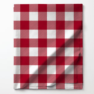 Red and White Buffalo Plaid Pattern Fabric