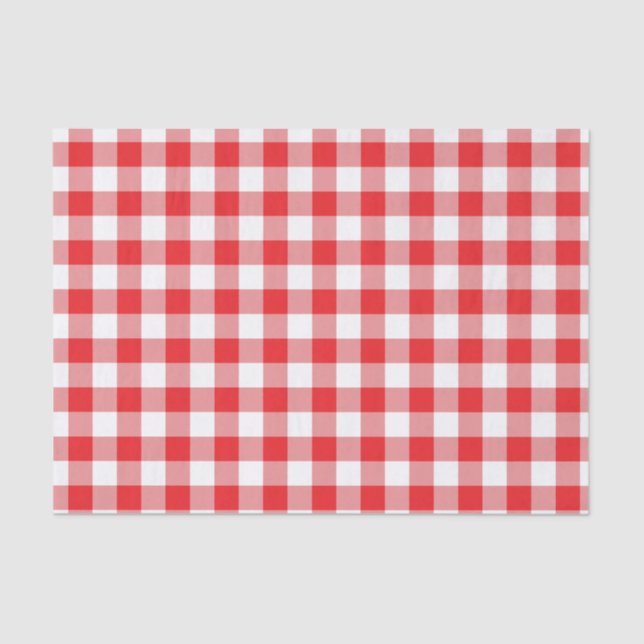 Red And White Buffalo Plaid Tissue Paper (Front)